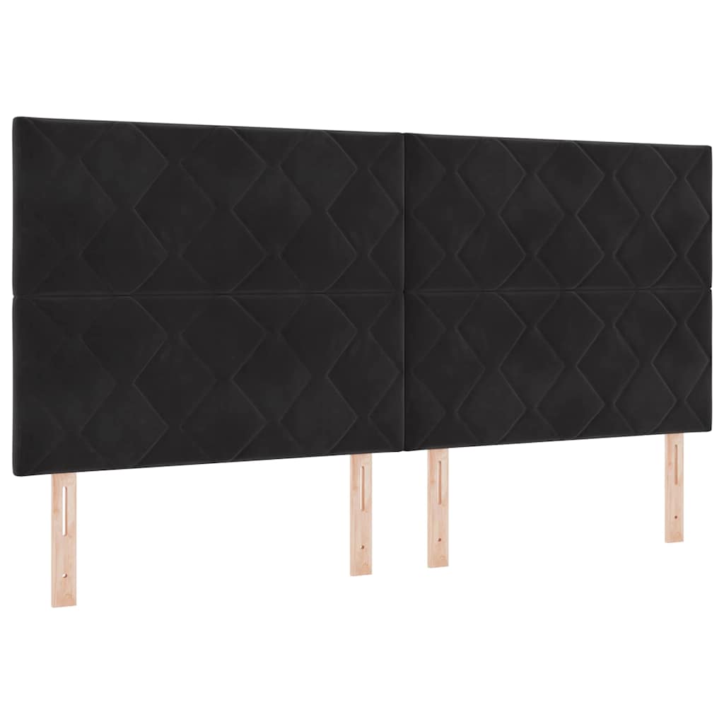 Lit à ressorts avec tête de lit Noir 200 x 200 cm Velours
