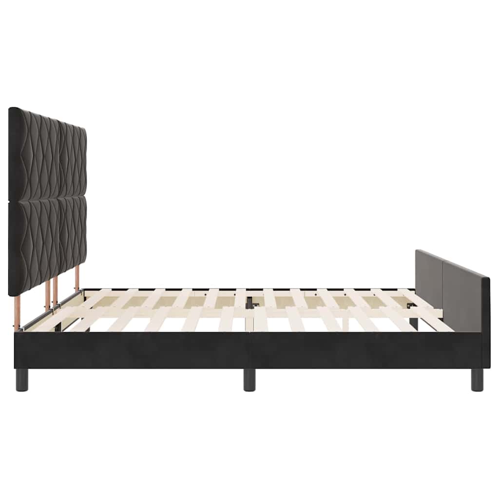 Lit à ressorts avec tête de lit Noir 200 x 200 cm Velours