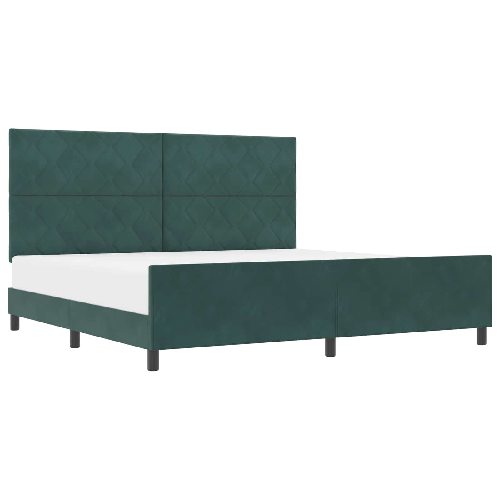 Lit à ressorts avec tête de lit Vert foncé 200 x 200 cm Velours