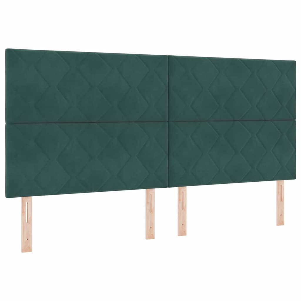 Lit à ressorts avec tête de lit Vert foncé 200 x 200 cm Velours