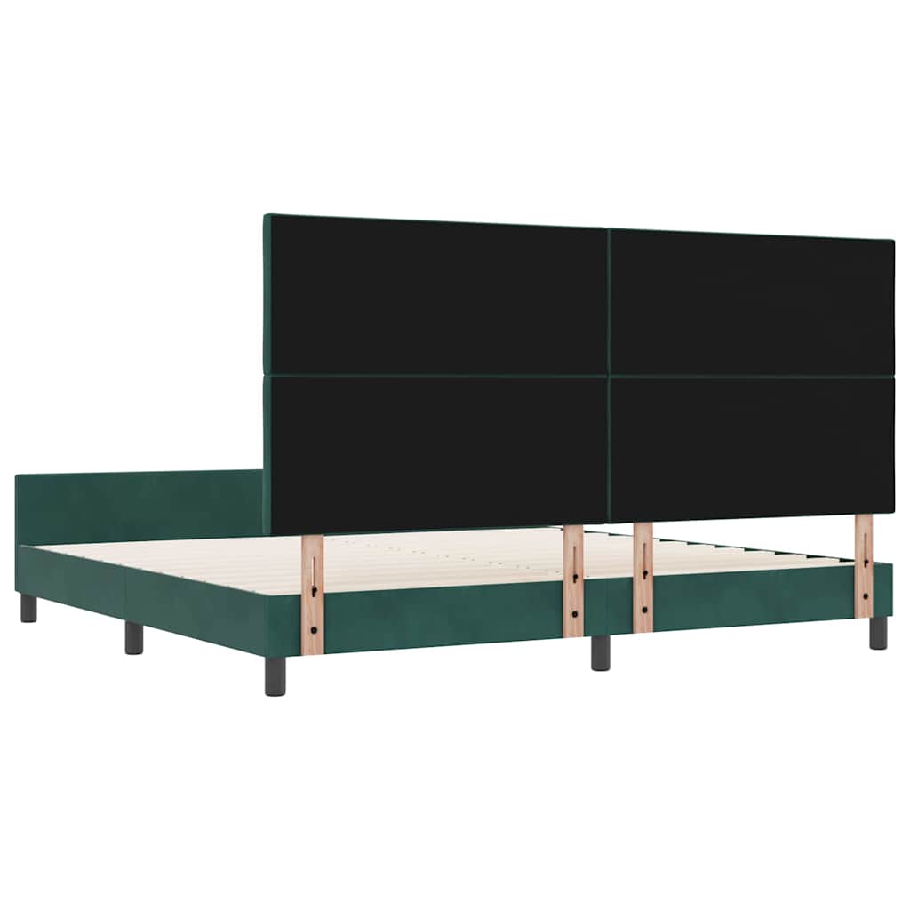 Lit à ressorts avec tête de lit Vert foncé 200 x 200 cm Velours