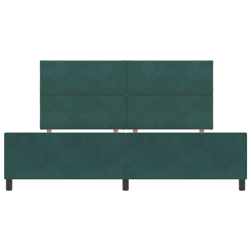 Lit à ressorts avec tête de lit Vert foncé 200 x 200 cm Velours