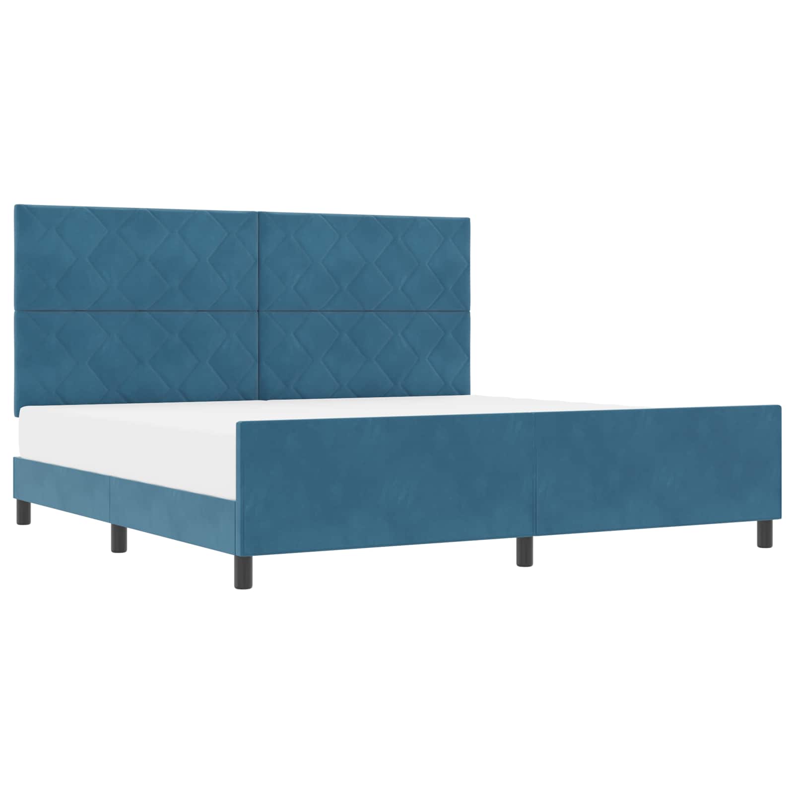 Lit à ressorts avec tête de lit Bleu foncé 200 x 200 cm Velours - XIOS