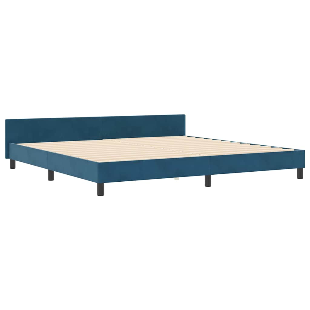 Lit à ressorts avec tête de lit Bleu foncé 200 x 200 cm Velours - XIOS