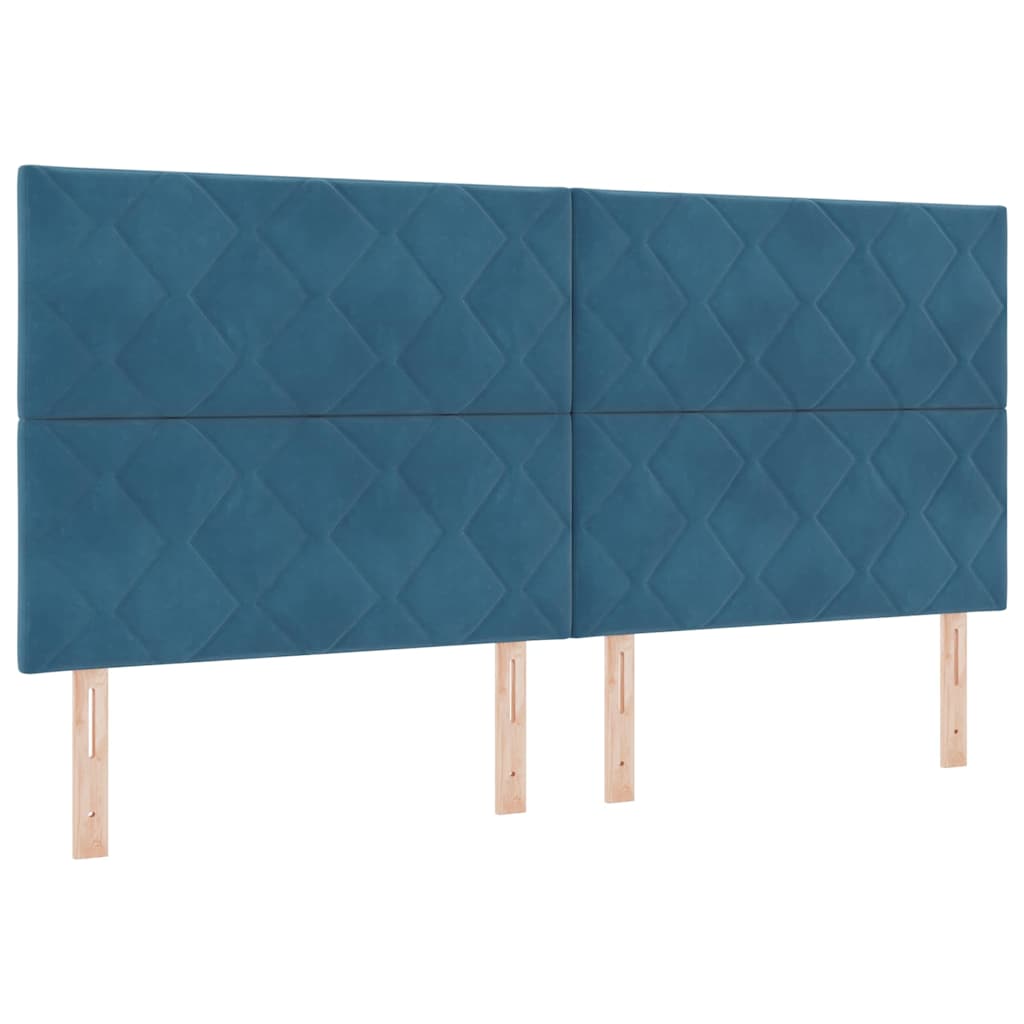 Lit à ressorts avec tête de lit Bleu foncé 200 x 200 cm Velours - XIOS