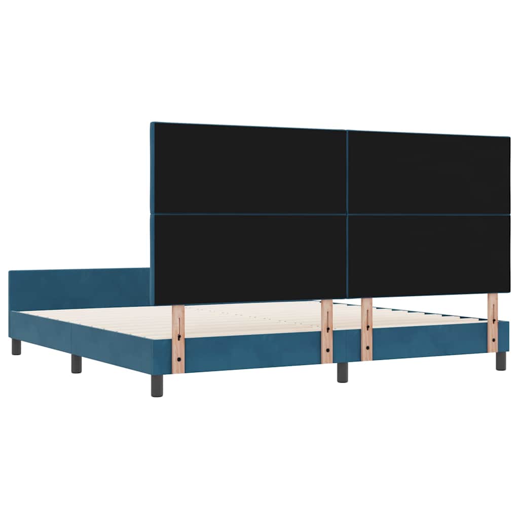 Lit à ressorts avec tête de lit Bleu foncé 200 x 200 cm Velours - XIOS