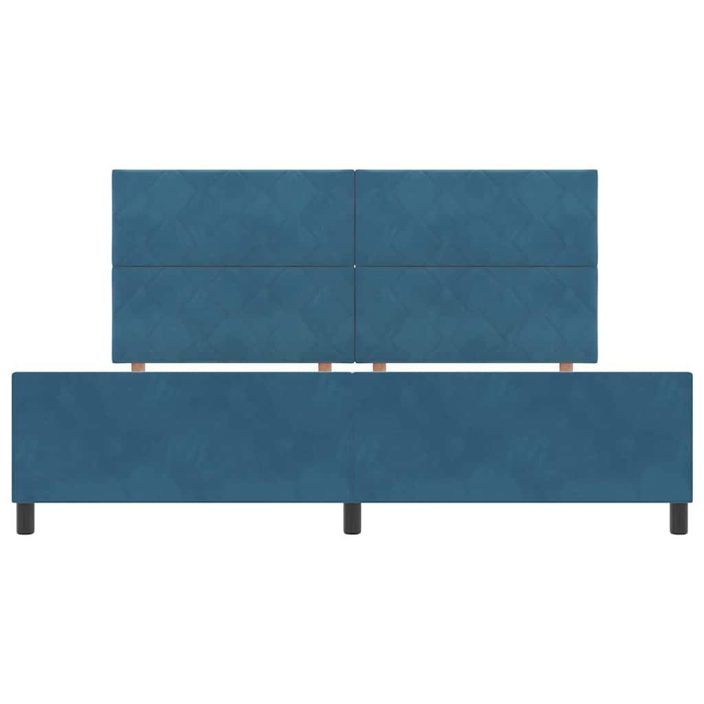 Lit à ressorts avec tête de lit Bleu foncé 200 x 200 cm Velours - XIOS