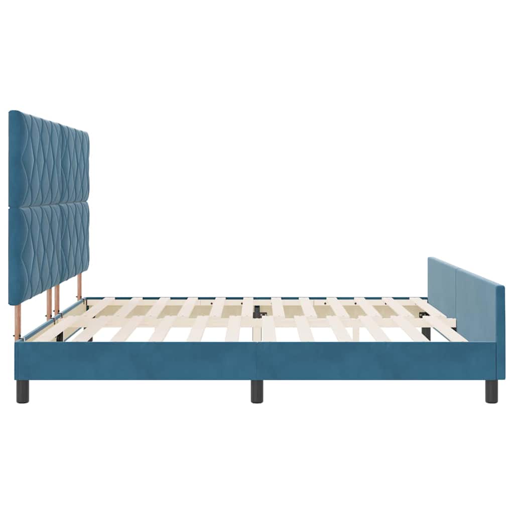 Lit à ressorts avec tête de lit Bleu foncé 200 x 200 cm Velours - XIOS