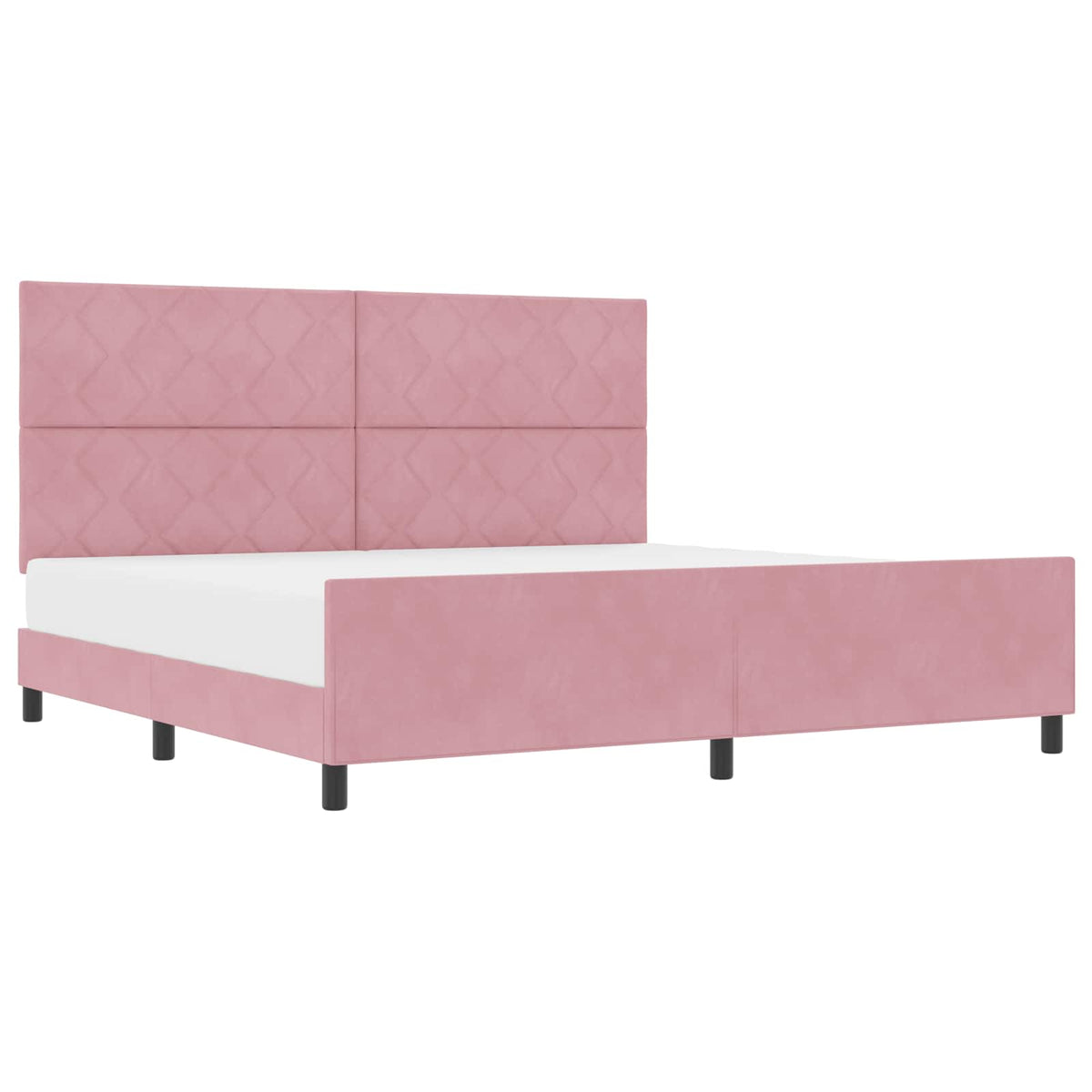 Lit à ressorts avec tête de lit Rose 200 x 200 cm Velours