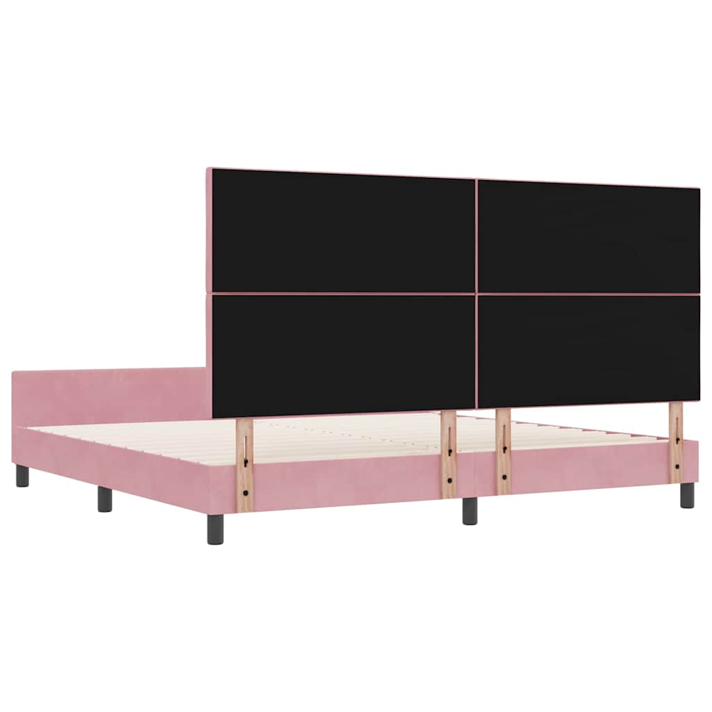 Lit à ressorts avec tête de lit Rose 200 x 200 cm Velours