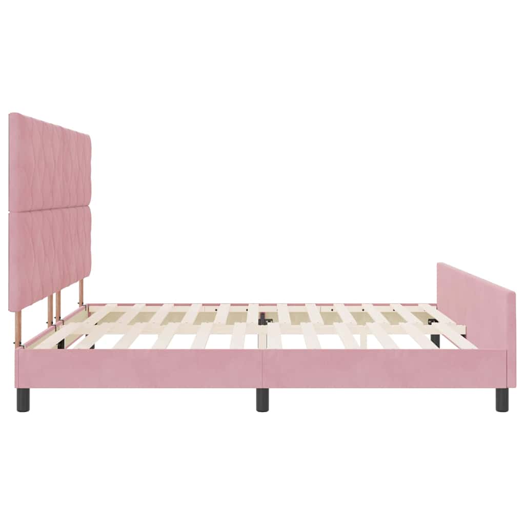 Lit à ressorts avec tête de lit Rose 200 x 200 cm Velours