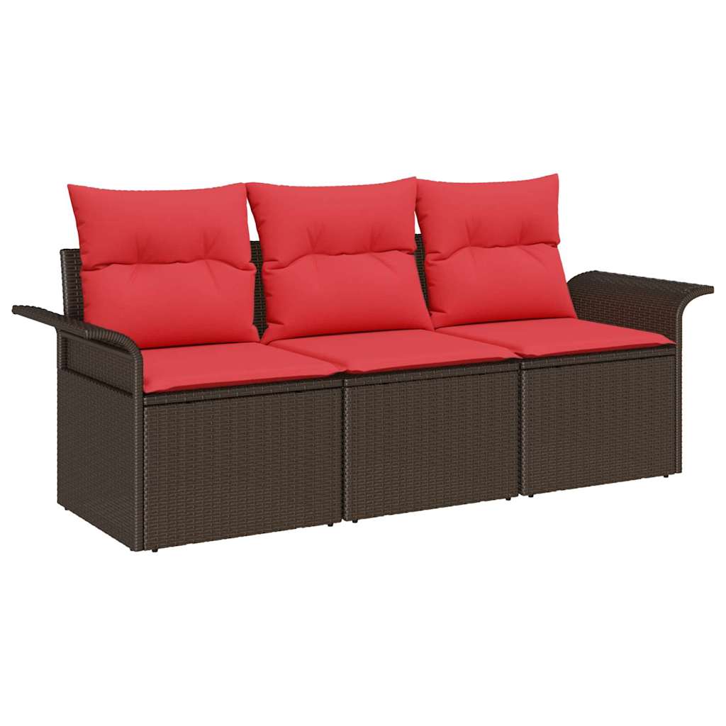 Ensemble de canapé de jardin 3 pcs Marron Poly rotin
