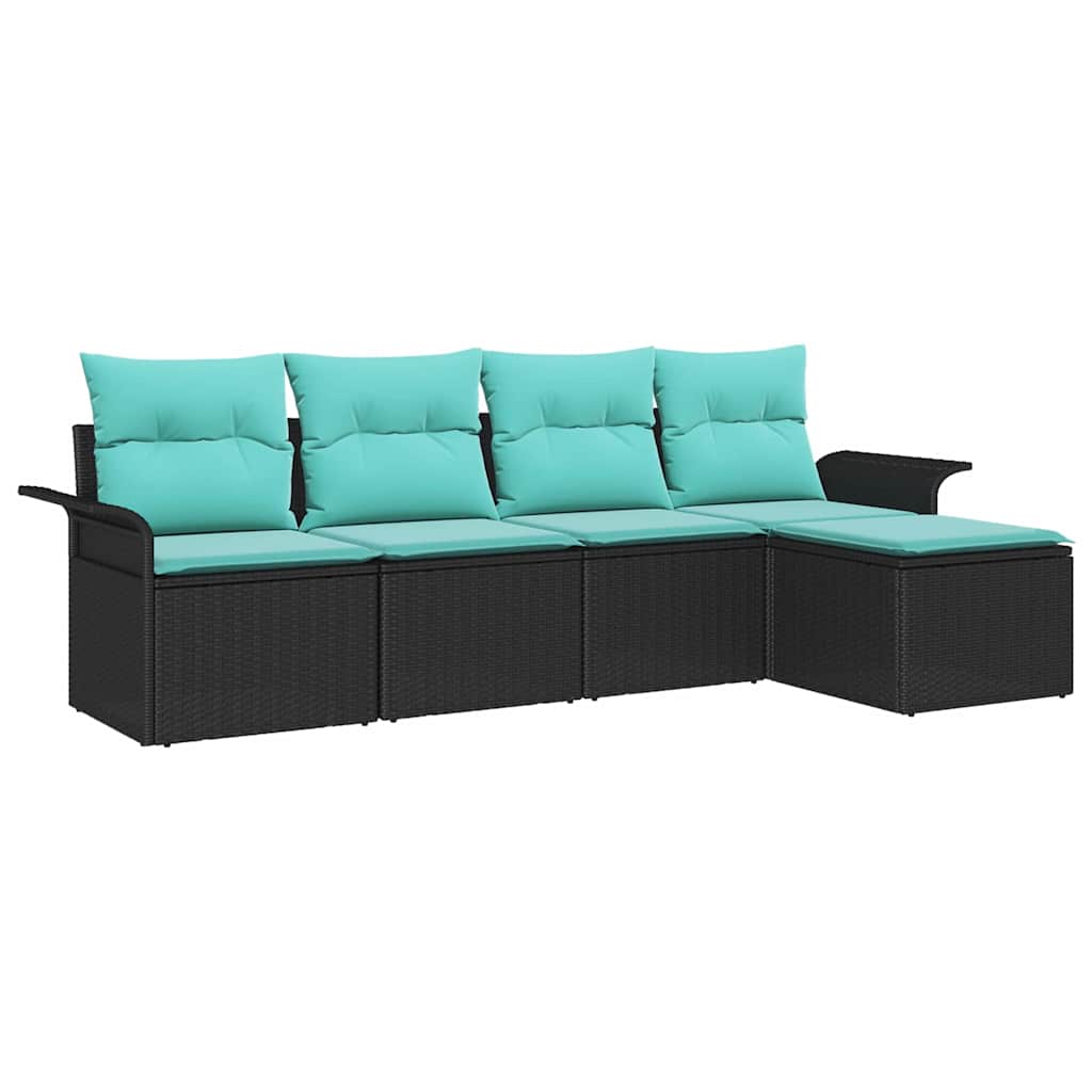 Ensemble de canapé de jardin avec stockage 5 pcs Noir polyrotin