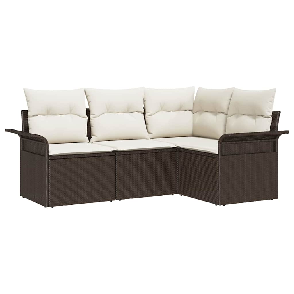 Ensemble de canapé de jardin 4 pcs Marron polyrotin - XIOS