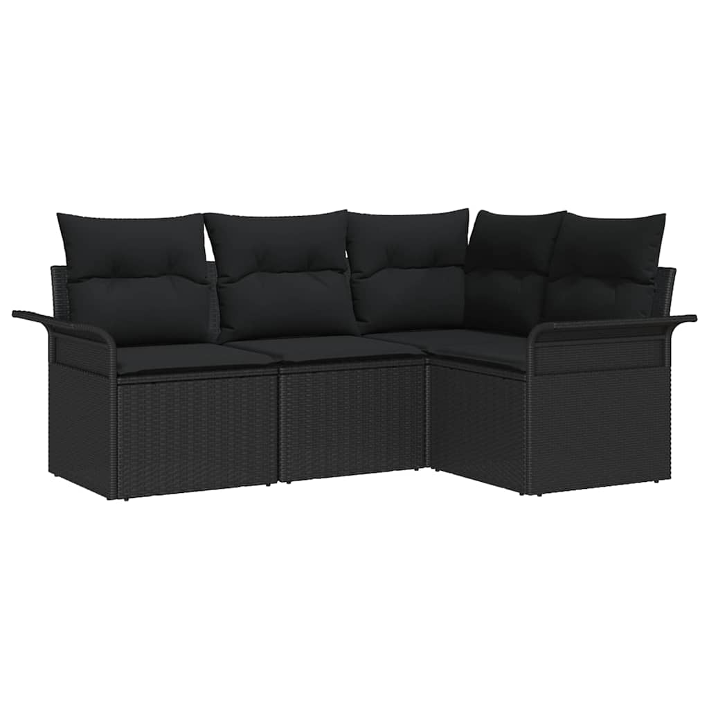 Ensemble de canapé de jardin avec stockage 4 pcs Noir polyrotin