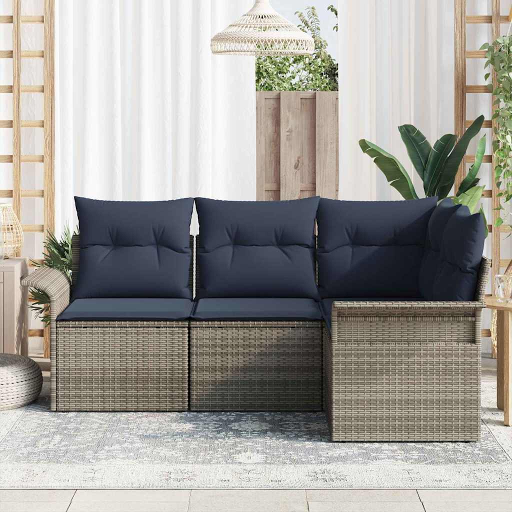 Ensemble de canapé de jardin avec stockage 4 pcs Gris polyrotin