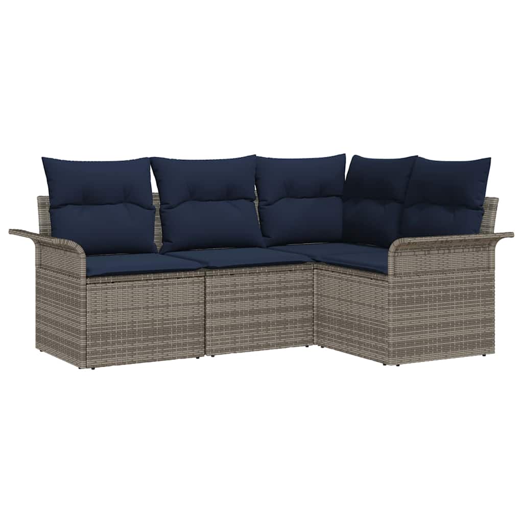 Ensemble de canapé de jardin avec stockage 4 pcs Gris polyrotin