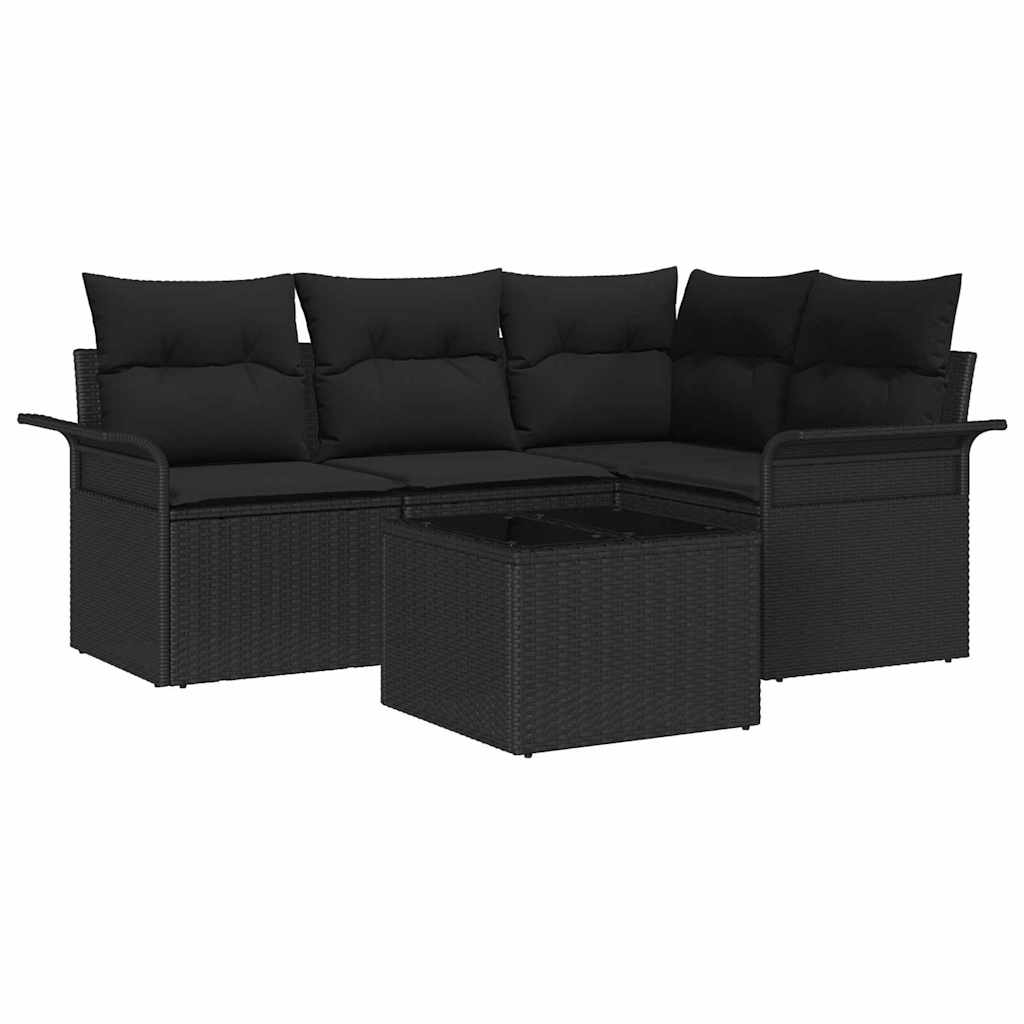 Ensemble de canapé de jardin avec stockage 5 pcs Noir polyrotin