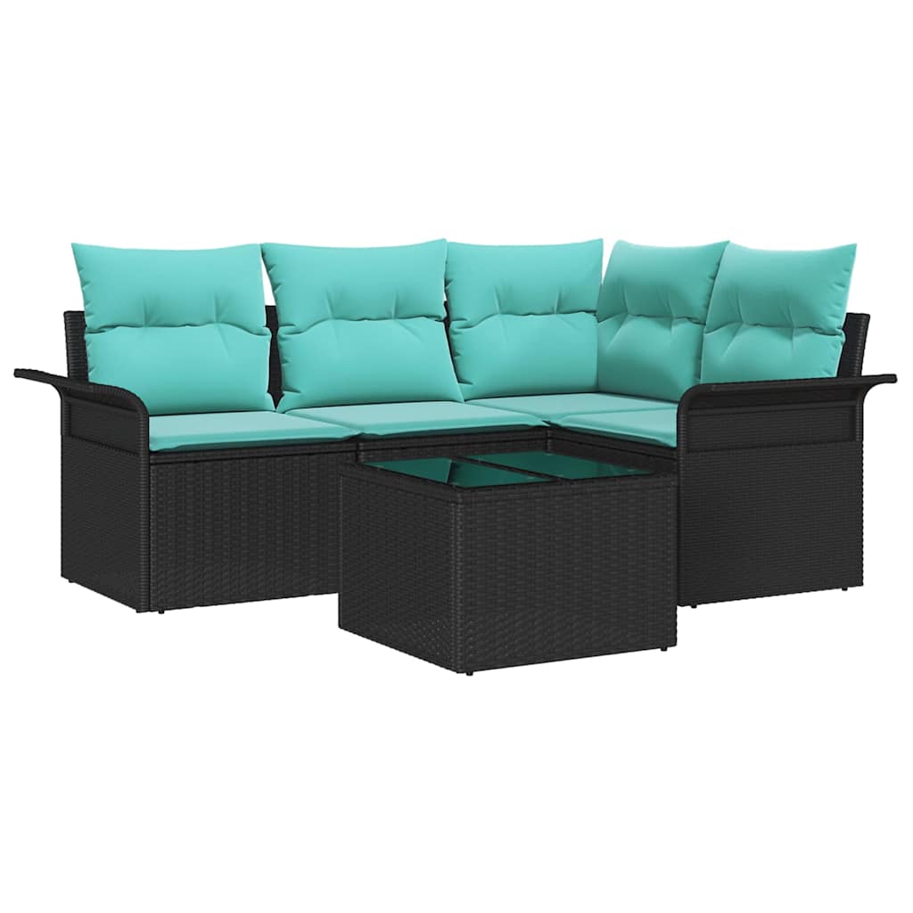Ensemble de canapé de jardin avec stockage 5 pcs Noir polyrotin