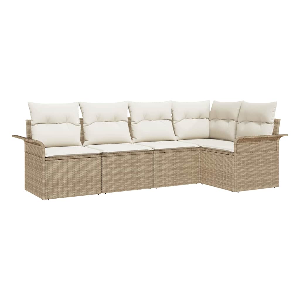 Ensemble de canapé de jardin 5 pc Beige polyrotin