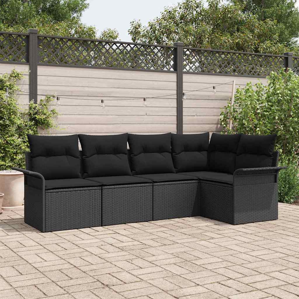 Ensemble de canapé de jardin avec stockage 5 pcs Noir polyrotin
