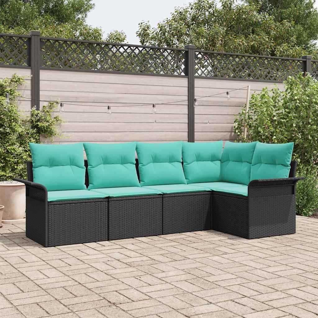Ensemble de canapé de jardin avec stockage 5 pcs Noir polyrotin