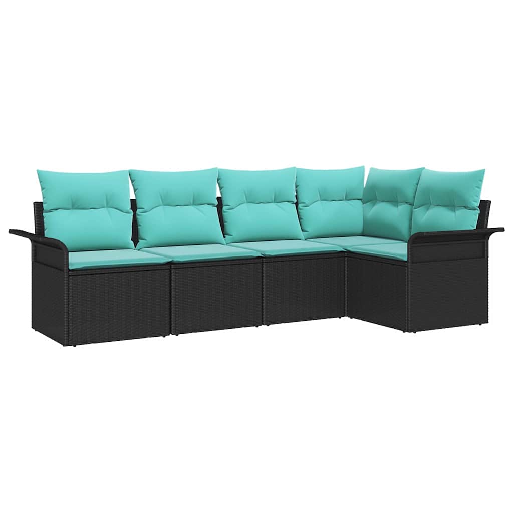Ensemble de canapé de jardin avec stockage 5 pcs Noir polyrotin