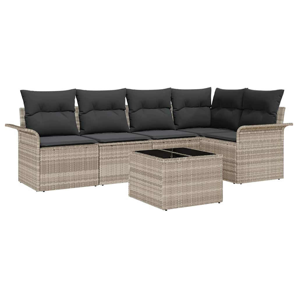 Ensemble de canapé de jardin 6 pcs Gris clair Poly rotin