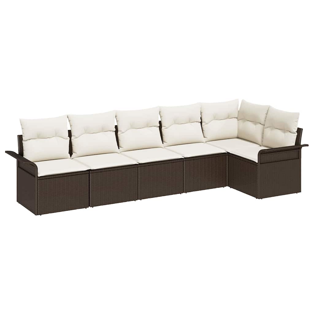 Ensemble de canapé de jardin 6 pcs Marron Poly rotin
