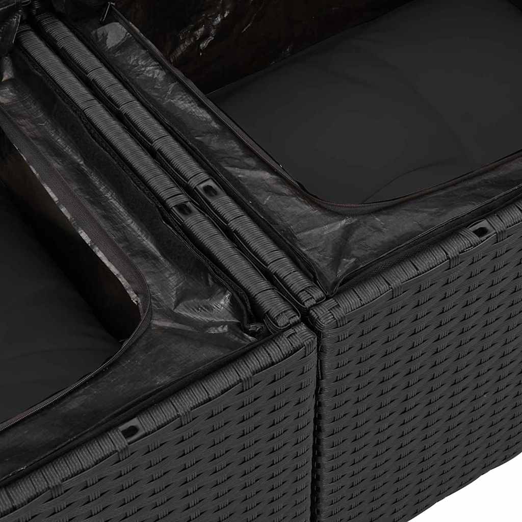 Ensemble de canapé de jardin avec coussin 6 pcs Noir Poly rotin