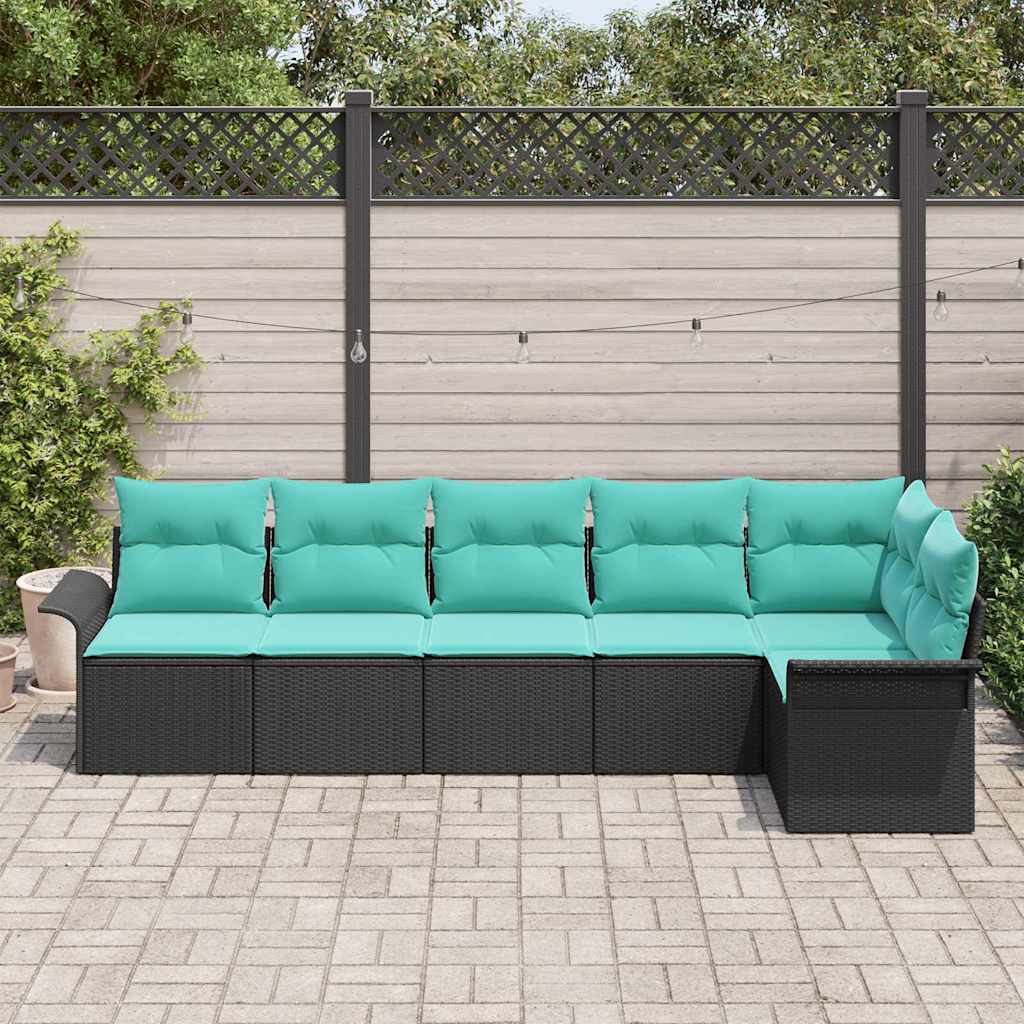Ensemble de canapé de jardin avec stockage 6 pcs Noir polyrotin