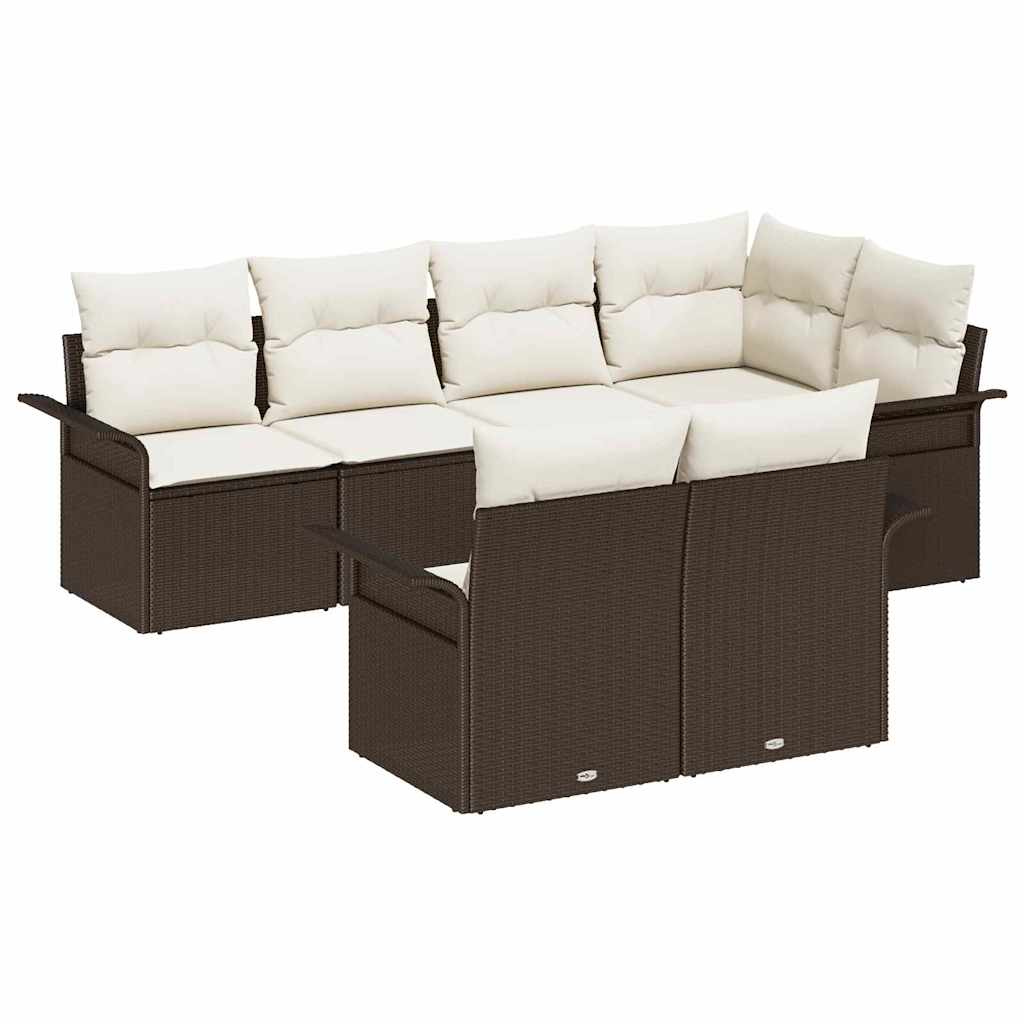 Ensemble de canapé de jardin 7 pcs Marron Poly rotin - XIOS