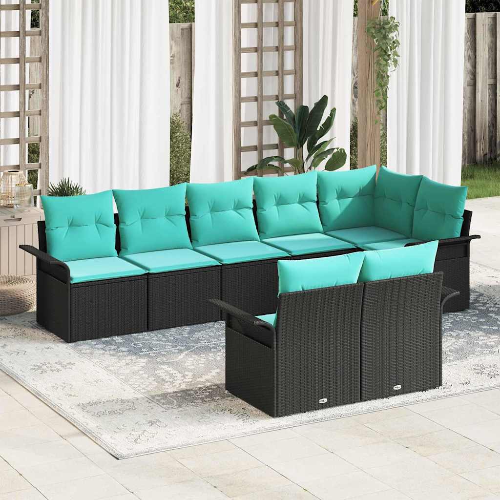 Ensemble de canapé de jardin avec stockage 8 pcs Noir polyrotin
