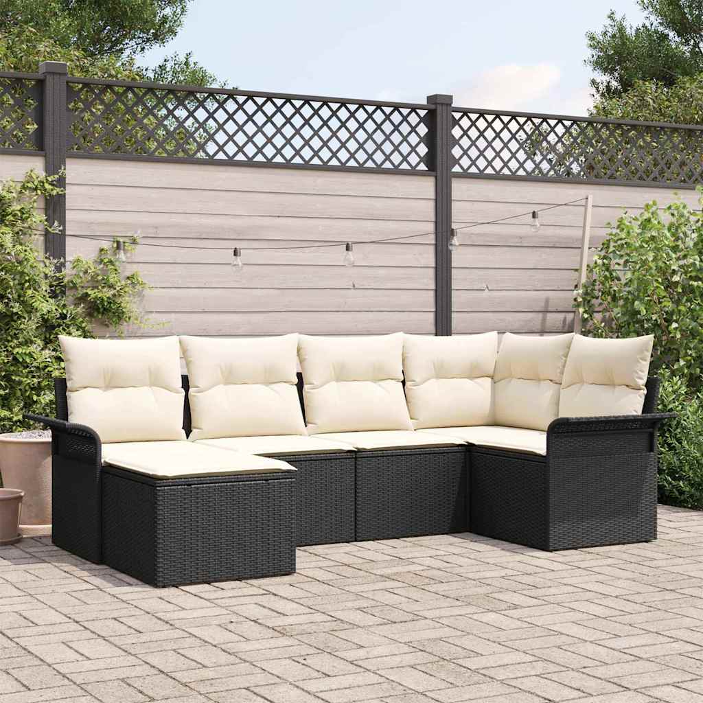 Ensemble de canapé de jardin avec stockage 6 pcs Noir polyrotin