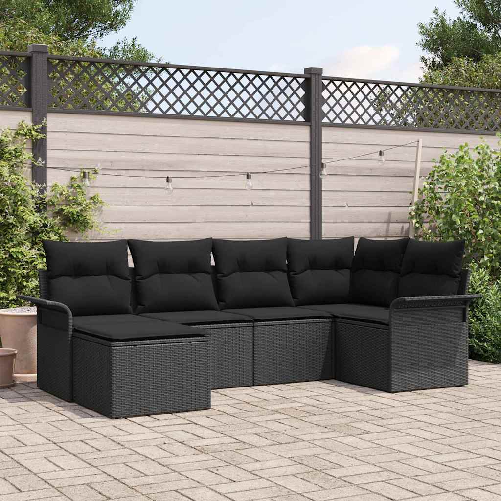 Ensemble de canapé de jardin avec stockage 6 pcs Noir polyrotin