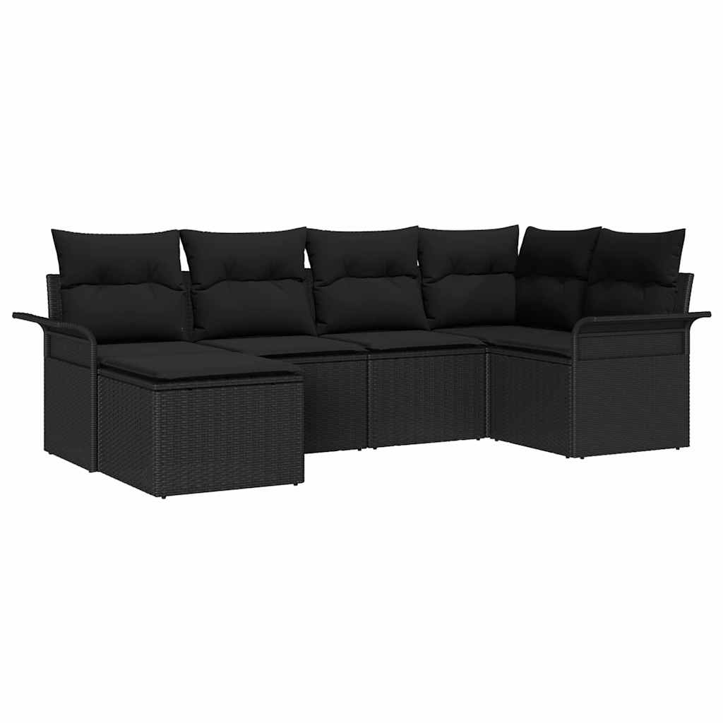 Ensemble de canapé de jardin avec stockage 6 pcs Noir polyrotin