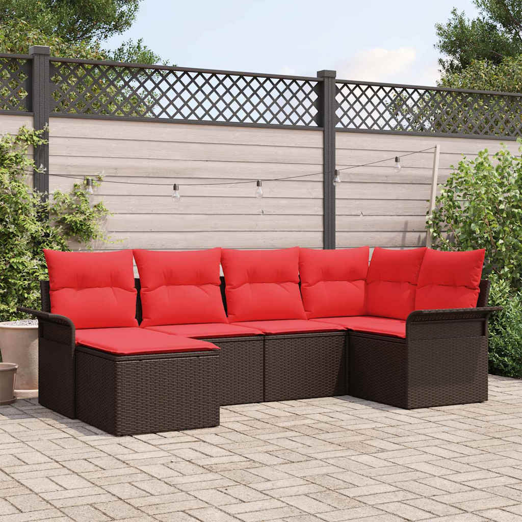 Ensemble de canapé de jardin 6 pc Marron polyrotin