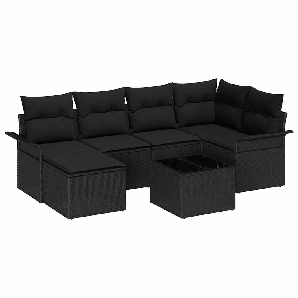 Ensemble de canapé de jardin avec stockage 7 pcs Noir polyrotin