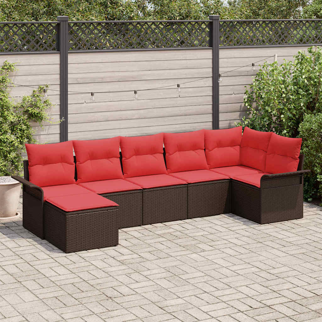 Ensemble de canapé de jardin 7 pcs Beige polyrotin