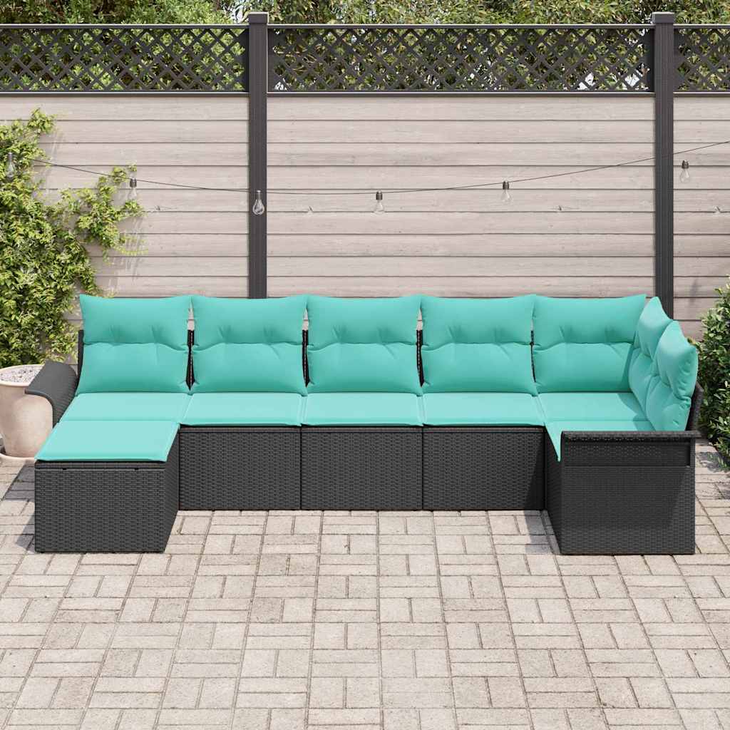 Ensemble de canapé de jardin avec stockage 7 pcs Noir polyrotin