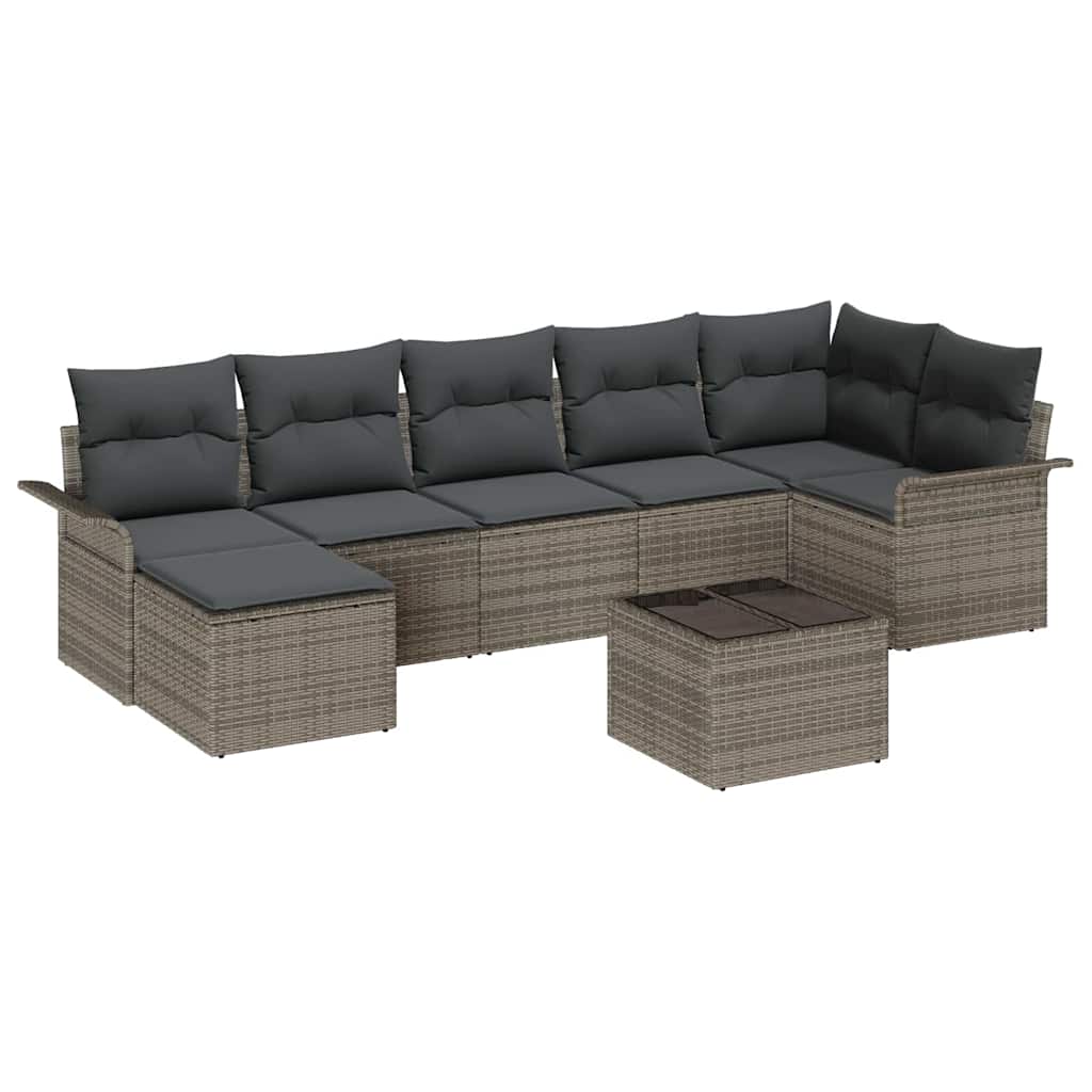 Ensemble de canapé de jardin avec coussin 8 pcs Gris Poly rotin - XIOS