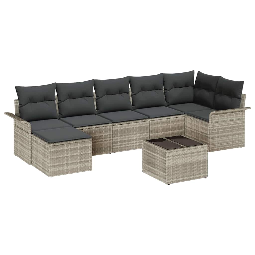 Ensemble de canapé de jardin 8 pcs Gris clair Poly rotin - XIOS