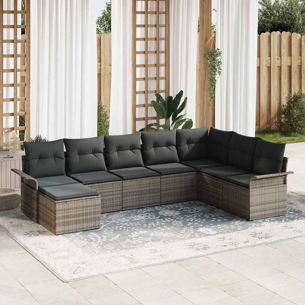 Ensemble de canapé de jardin 8 pc Gris Poly rotin