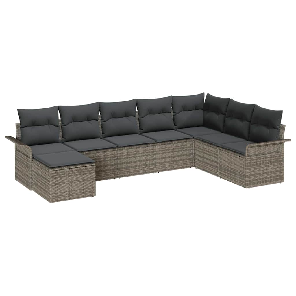 Ensemble de canapé de jardin 8 pc Gris Poly rotin
