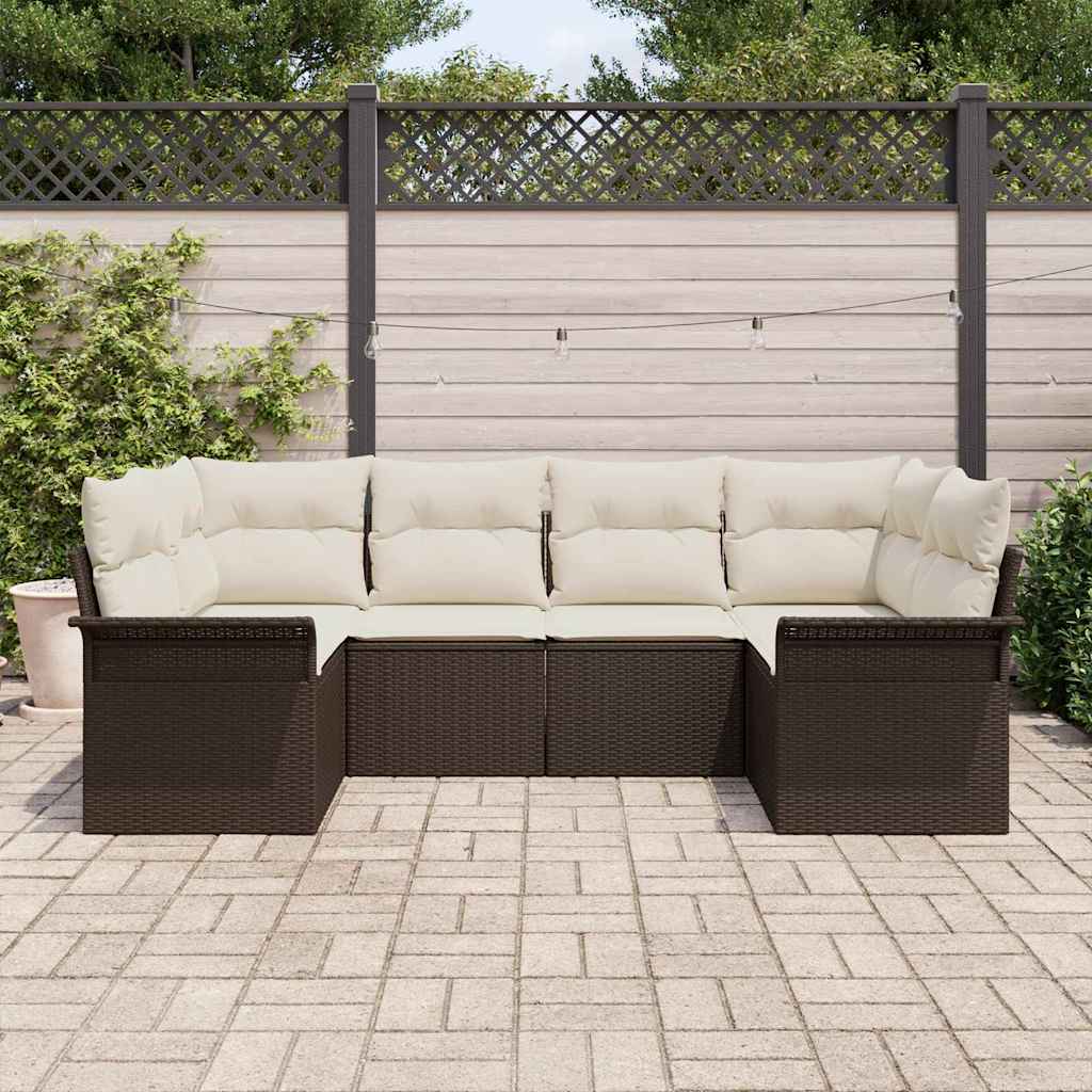 Ensemble de canapé de jardin 6 pcs Marron Poly rotin
