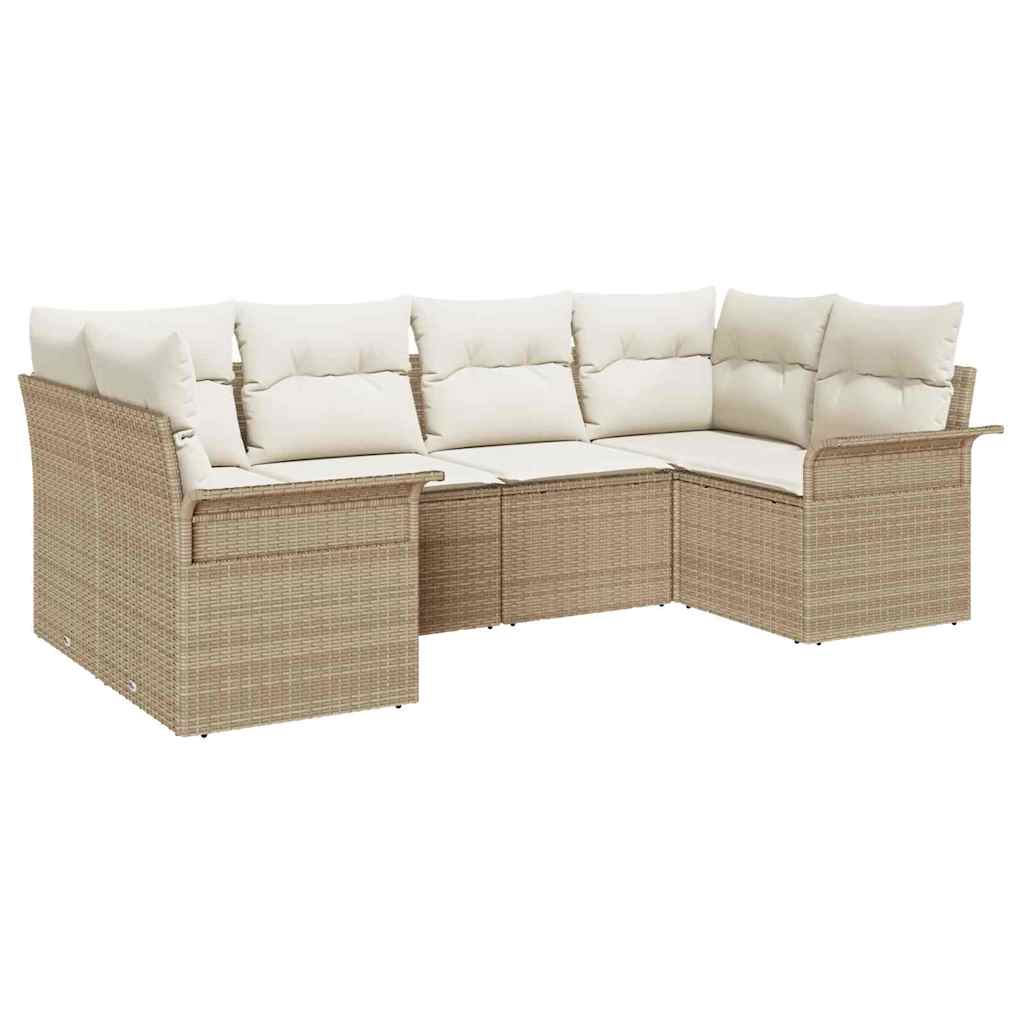 Ensemble de canapé de jardin 6 pc Beige Poly rotin