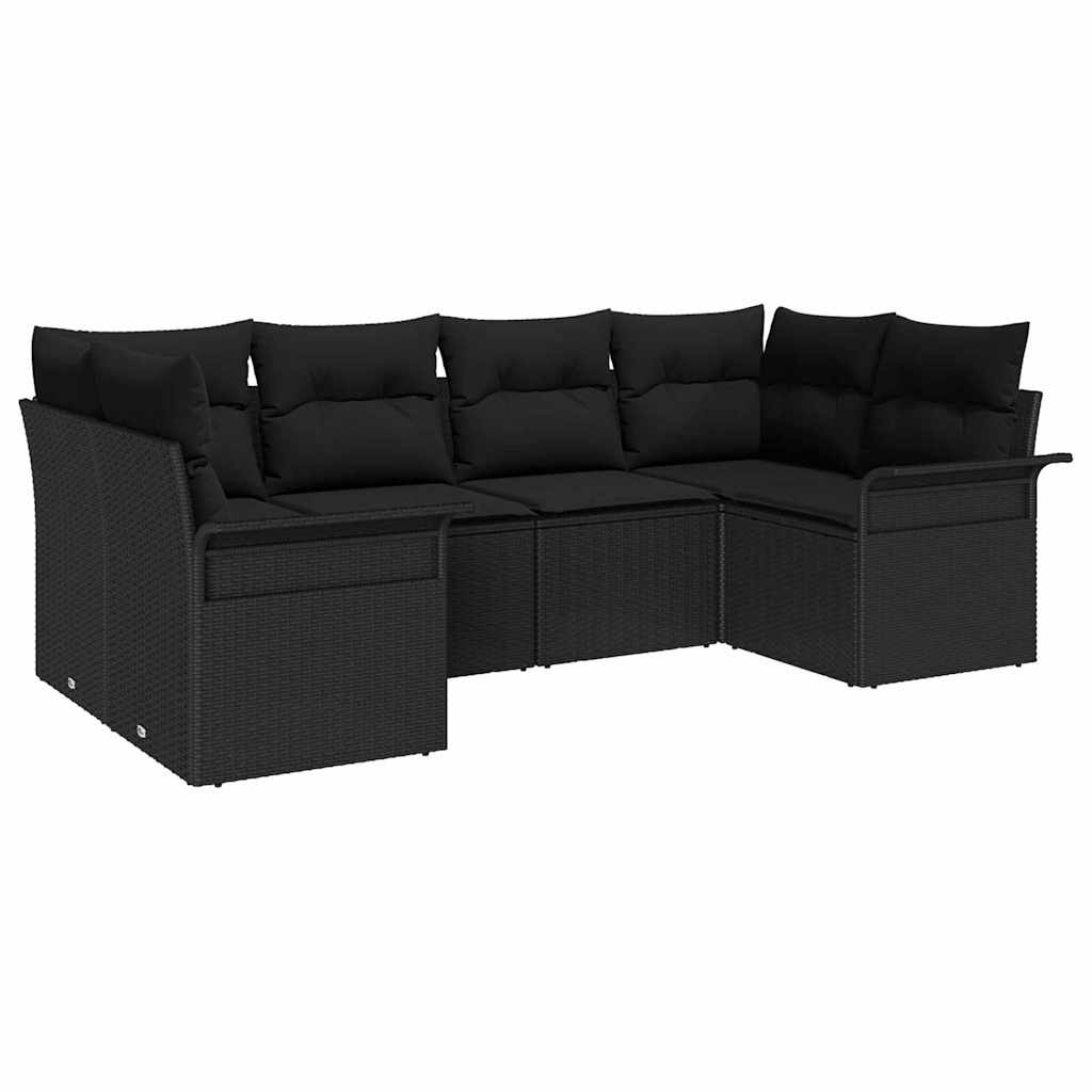 Ensemble de canapé de jardin 6 pcs Noir Poly rotin