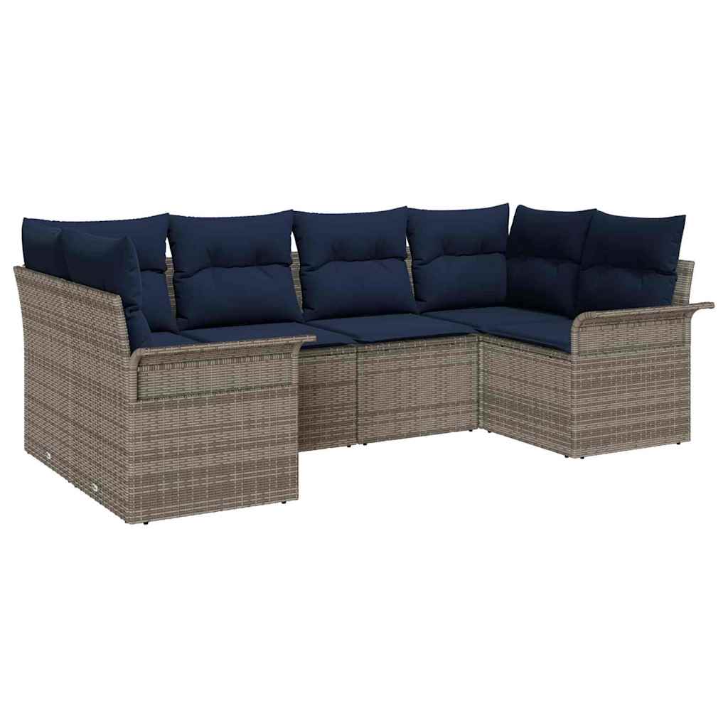 Ensemble de canapé de jardin 6 pcs Gris Poly rotin