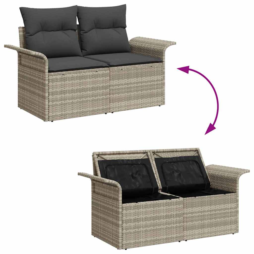 Ensemble de canapé de jardin 7 pcs Gris clair Poly rotin