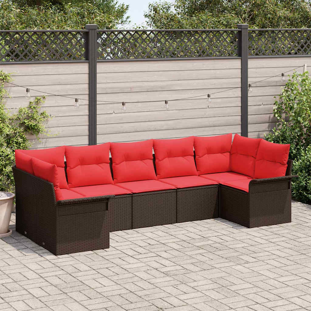 Ensemble de canapé de jardin 7 pc Marron Poly rotin
